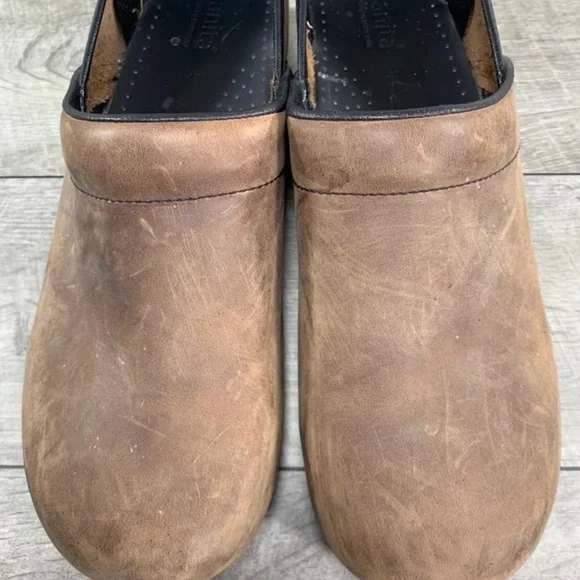 Sanita Professional Men's Distressed Leather Mules Shoes Clogs Size 13 US 47 EU - Picture 4 of 9